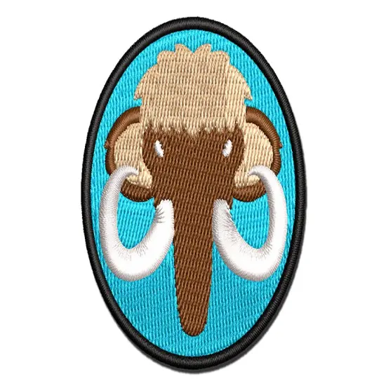 Wooly Mammoth Head Multi-Color Embroidered Iron-On or Hook & Loop Patch Applique {1}