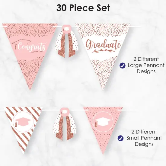 Big Dot of Happiness 30 Piece Rose Gold Graduation Party Pennant Triangle Banner {6}