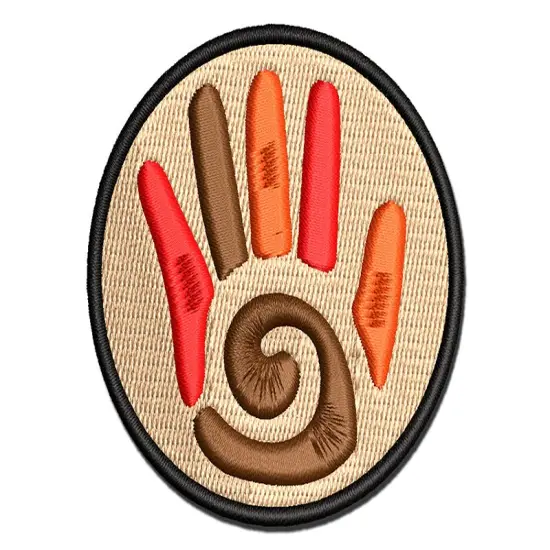 Southwestern Style Tribal Hand with Swirl Multi-Color Embroidered Iron-On or Hook & Loop Patch Applique {1}