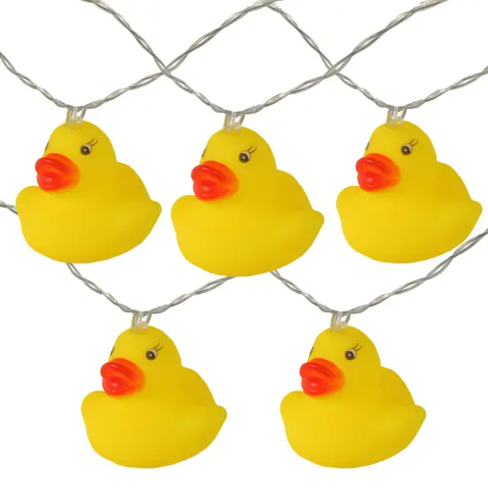 Kurt Adler Rubber Ducky Christmas Light Set - 6-ft Clear Wire - 10ct Yellow {3}