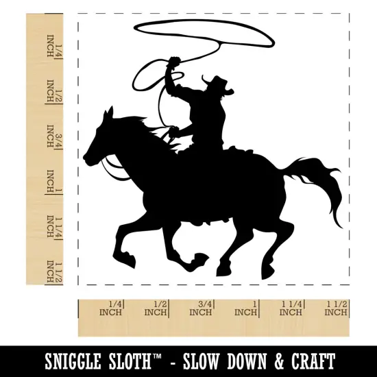 Cowboy on Horseback With Lasso Self-Inking Rubber Stamp Ink Stamper Black {1}