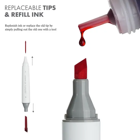 ARTIFY 80 Enhanced Colors Art Markers, Fine & Broad Dual Tips Professional Artist Markers in Case, Drawing Marker Set with Carrying Case {5}