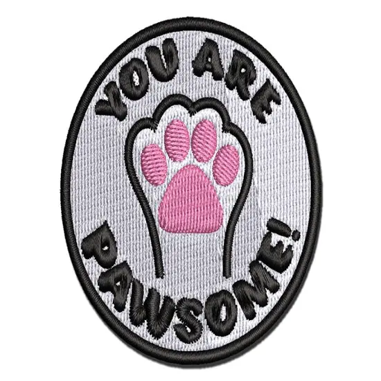 You Are Pawsome Awesome Teacher School Motivation Multi-Color Embroidered Iron-On or Hook & Loop Patch Applique {1}