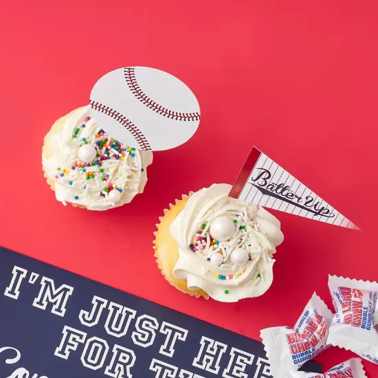 Big Dot of Happiness Batter Up - Baseball - Dessert Cupcake Toppers - Baby Shower or Birthday Party Clear Treat Picks - Set of 24 {3}