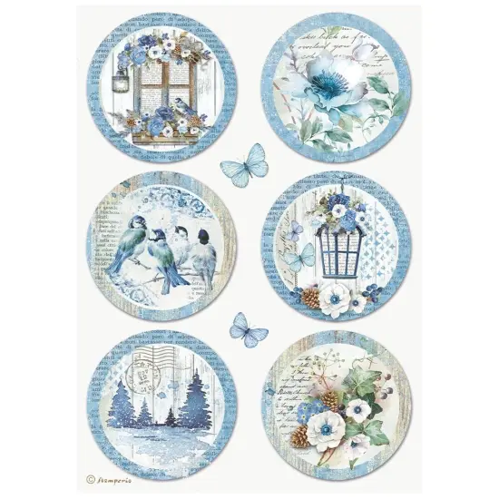 Stamperia Rice Paper Sheet A4-Blue Land Rounds {1}