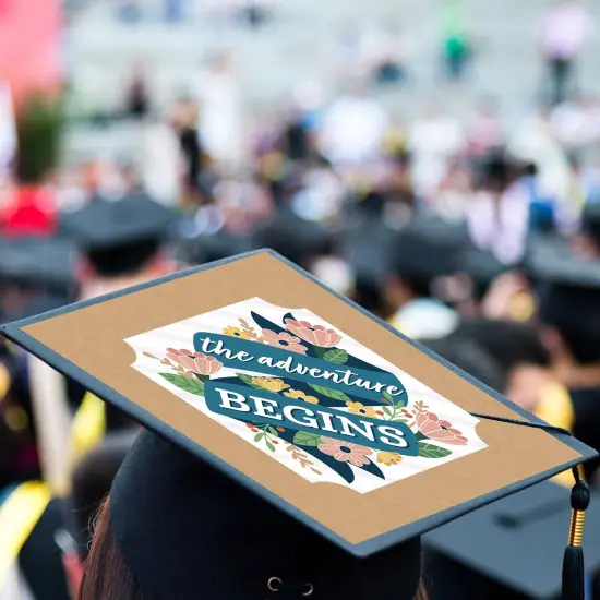 Big Dot of Happiness Floral Grad - Graduation Cap Decorations Kit - Grad Cap Cover {4}