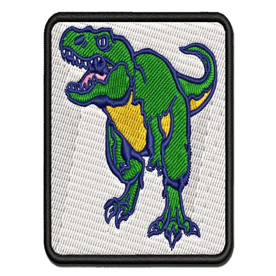 Tyrannosaurus Rex T-Rex Dinosaur on the Hunt Multi-Color Embroidered Iron-On or Hook & Loop Patch Applique {1}