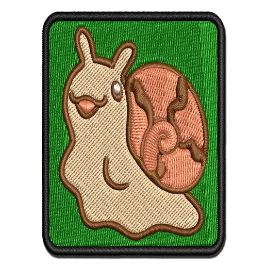 Small Snail Reaching Out Multi-Color Embroidered Iron-On or Hook & Loop Patch Applique {1}