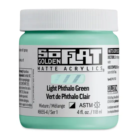 Golden SoFlat Matte Acrylic Paint - Light Phthalo Green, 118 ml, Jar {1}