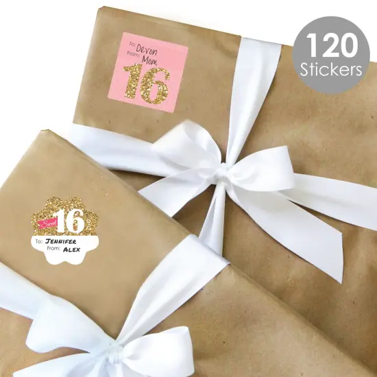 Big Dot of Happiness Sweet 16 - Assorted 16th Birthday Party Gift Tag Labels - To and From Stickers - 12 Sheets - 120 Stickers {3}