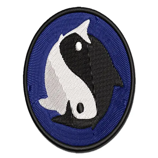 Yin and Yang Koi Fish Multi-Color Embroidered Iron-On or Hook & Loop Patch Applique {1}