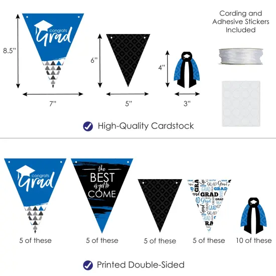 Big Dot of Happiness 30 Piece Blue Graduation Party Pennant Triangle Banner {7}
