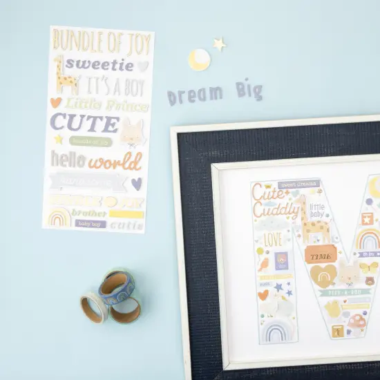 American Crafts Hello Little Boy Thickers Stickers 136/Pkg-Phrase {7}