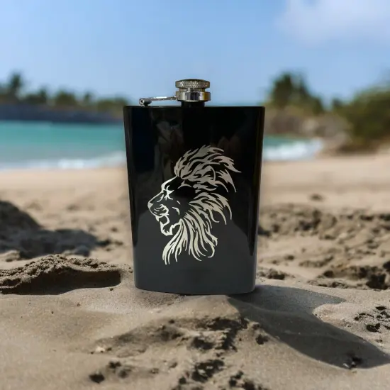 8oz BLACK Lion Flask {2}