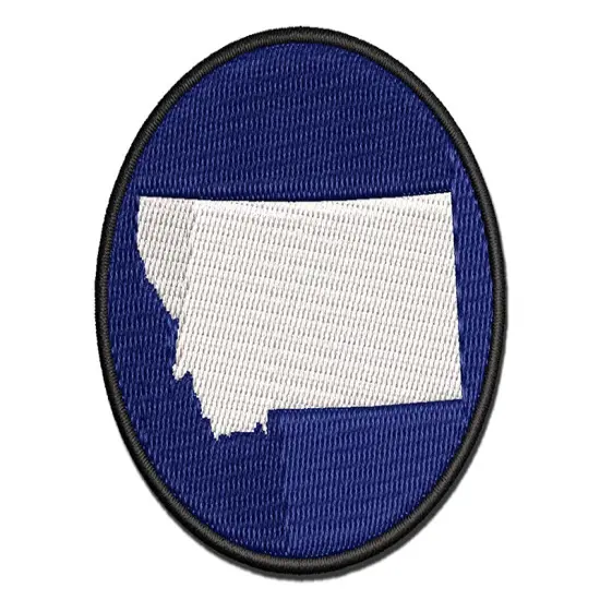 Montana State Silhouette Multi-Color Embroidered Iron-On or Hook & Loop Patch Applique {1}