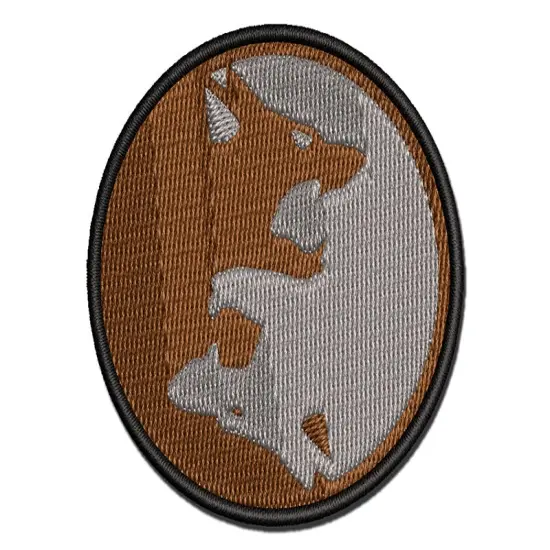 Yin Yang Wolf Wolves Multi-Color Embroidered Iron-On or Hook & Loop Patch Applique {1}