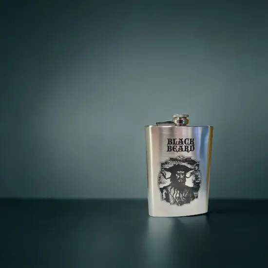 8oz Stainless Steel Black Beard Flask {5}