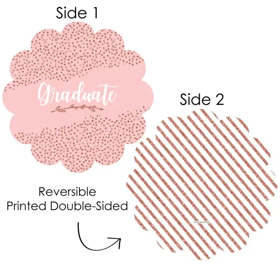 Big Dot of Happiness Rose Gold Grad - Graduation Party Round Table Decorations - Paper Chargers - Place Setting For 12 {4}