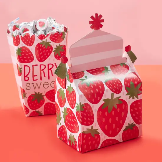 Big Dot of Happiness Berry Sweet Strawberry - Fruit Themed Birthday Party or Baby Shower Favor Popcorn Treat Boxes - Set of 12 {3}