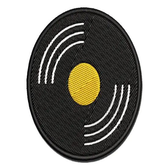 Record Vinyl Music Multi-Color Embroidered Iron-On or Hook & Loop Patch Applique {1}