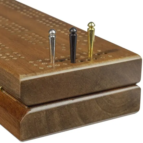 WE Games Tapered Easy Grip Cribbage Pegs w/ Velvet Pouch - Set of 6 (Brass, Chrome & Black) {5}