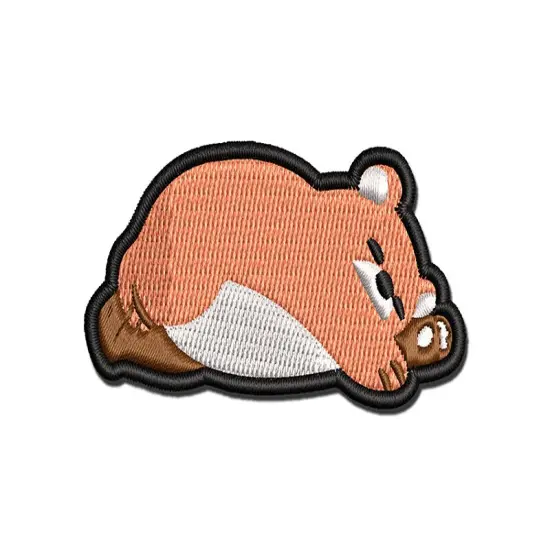 Sleeping Chubby Bear Nap Multi-Color Embroidered Iron-On or Hook & Loop Patch Applique {1}