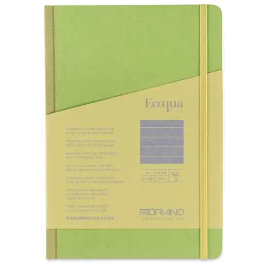 Fabriano Ecoqua Plus Fabric-Bound Notebook - Lime, 5-4/5" x 8-1/4", Lined {1}