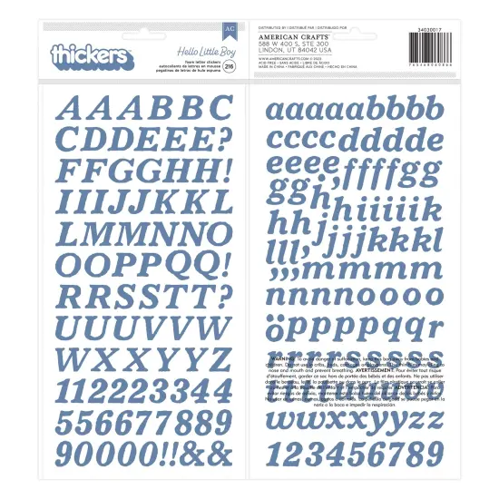 American Crafts Hello Little Boy Thickers Stickers 216/Pkg-Alpha {4}