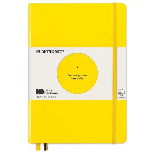 Leuchtturm1917 Bauhaus Notebook - Lemon/Black, 5-3/4" x 8-1/4", Dotted {1}