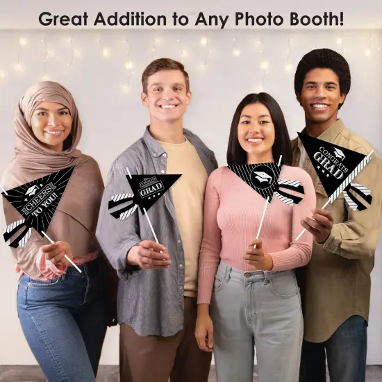 Big Dot of Happiness Graduation Cheers - Triangle Graduation Party Photo Props - Pennant Flag Centerpieces - Set of 20 {6}
