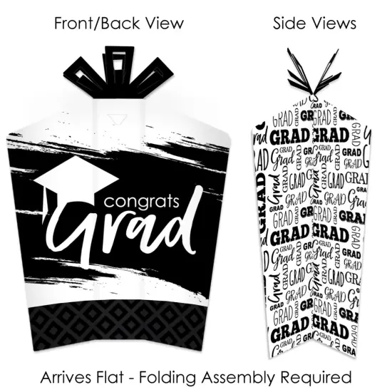 Big Dot of Happiness Black and White Graduation Table Decorations - Party Fold and Flare Centerpieces - 10 Count {4}