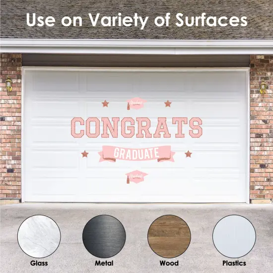 Big Dot of Happiness Rose Gold Graduation Party Photo Backdrop - Wall Decals {3}