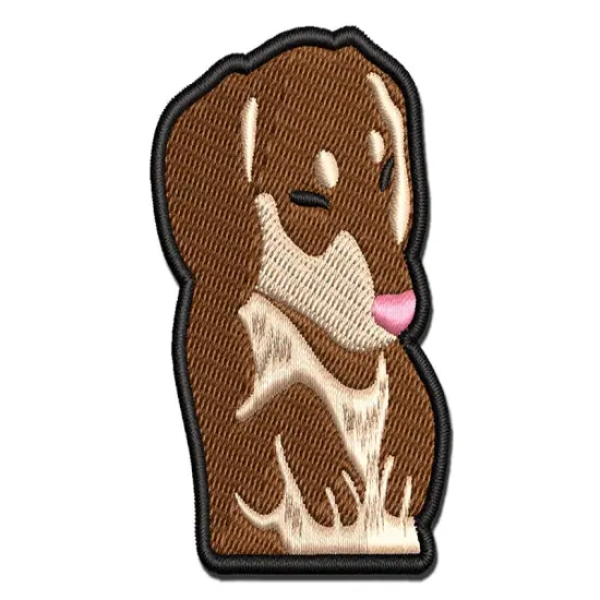 Sleeping Pocket Dachshund Puppy Dog Multi-Color Embroidered Iron-On or Hook & Loop Patch Applique {1}