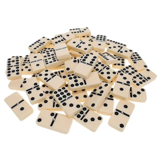 WE Games Double Nine Dominoes With Spinners - Ivory Tiles, Thick Size {4}