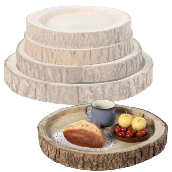Wood Tree Bark Indented Display Tray Serving Plate Platter Charger {1}