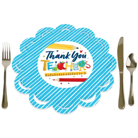 Big Dot of Happiness Thank You Teachers - Teacher Appreciation Round Table Decorations - Paper Chargers - Place Setting For 12 {1}