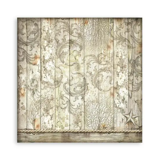 Stamperia Polyester Fabric 12"X12" 4/Pkg-Songs Of The Sea {4}