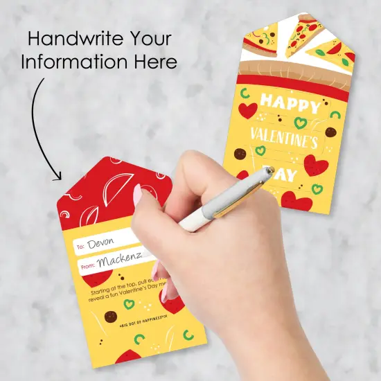 Big Dot of Happiness Pizza Party Time - Cards for Kids - Happy Valentine's Day Pull Tabs - Set of 12 {4}