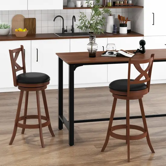 Costway Set of 2 Bar StoolsClassic Counter Height Swivel Chairs for Kitchen Pub {4}