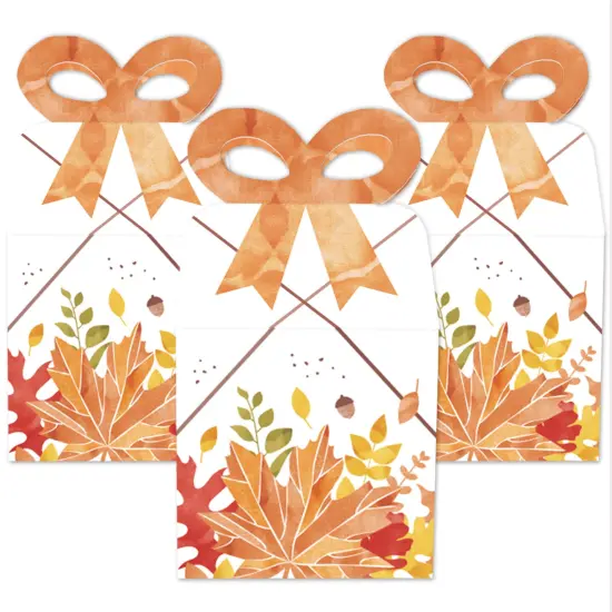 Big Dot of Happiness Fall Foliage - Square Favor Gift Boxes - Autumn Leaves Party Bow Boxes - Set of 12 {3}
