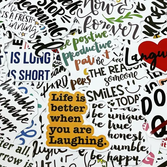 Wrapables Waterproof Vinyl Stickers for Water Bottles, Laptop, Phones, Skateboards, Decals for Teens, 100pcs Quotes {4}