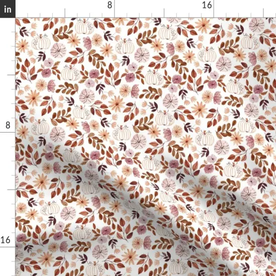 Various Fabrics by the Yard or Fat Quarter Watercolor Pumpkin Painted Flowers Autumn All Custom Printed Fabric by Spoonflower {2}