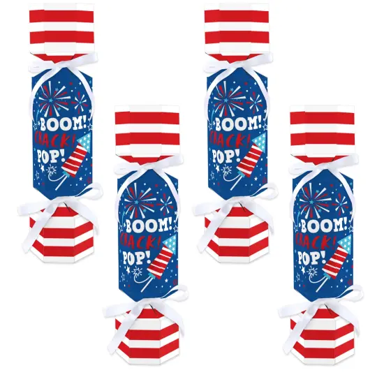 Big Dot of Happiness Firecracker 4th of July - No Snap Red, White and Royal Blue Party Table Favors - DIY Cracker Boxes - Set of 12 {1}