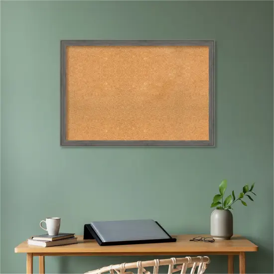 Regis Barnwood Narrow Wood Framed Corkboard, Natural Cork Regis Barnwood Grey {5}