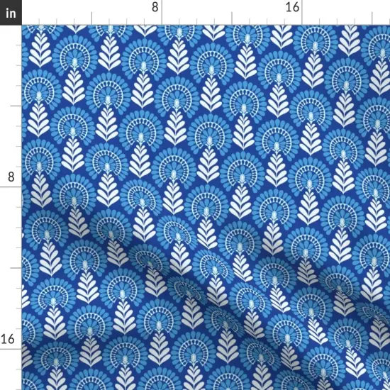 Various Fabrics by the Yard or Fat Quarter Blue Flowers Indian Block Print Monochrome Small Scale Cobalt Indigo Custom Printed Fabric by Spoonflower {2}