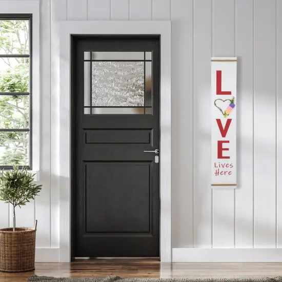 Northlight 39.25" "Love Lives Here" Wooden Valentine's Day Porch Board Sign Decoration White {4}