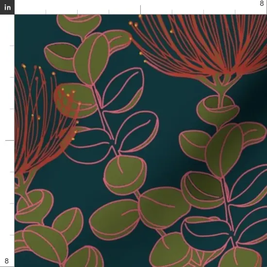 Various Fabrics by the Yard or Fat Quarter Dark Botanical Hawaii Hawaiian Floral Flowers Red Teal Moody Tropical Custom Printed Fabric by Spoonflower {4}