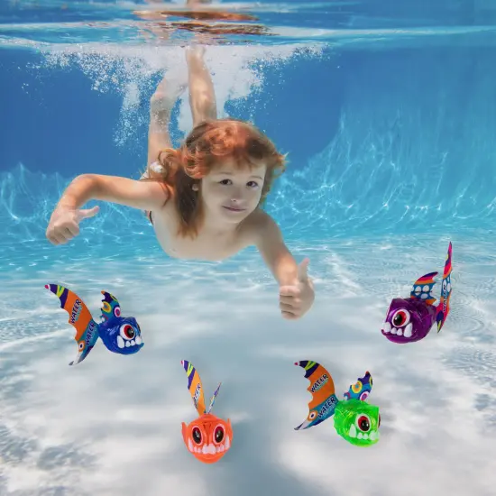 Swimline 4-Piece Light Up Piranha Fish Dive Toy Set Multi {3}