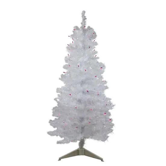 Northlight 4' Pre-lit White Iridescent Pine Artificial Christmas Tree - Purple Lights {3}