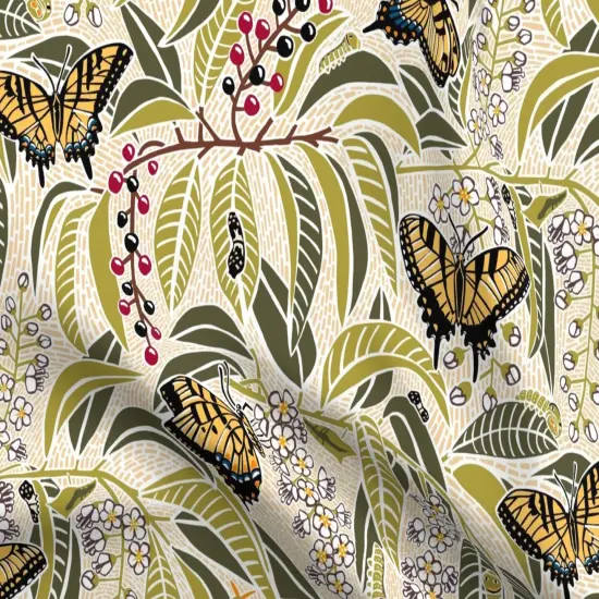 Various Fabrics by the Yard or Fat Quarter Butterfly Botanical Floral Swallowtail Butterflies Large Scale Custom Printed Fabric by Spoonflower {5}